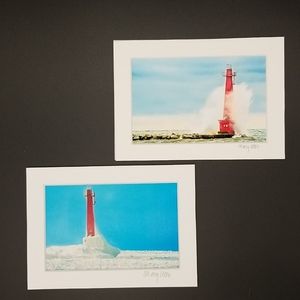2 Matted Photo's of the Muskegon, Michigan Lighthouse By Mary Aten Photography